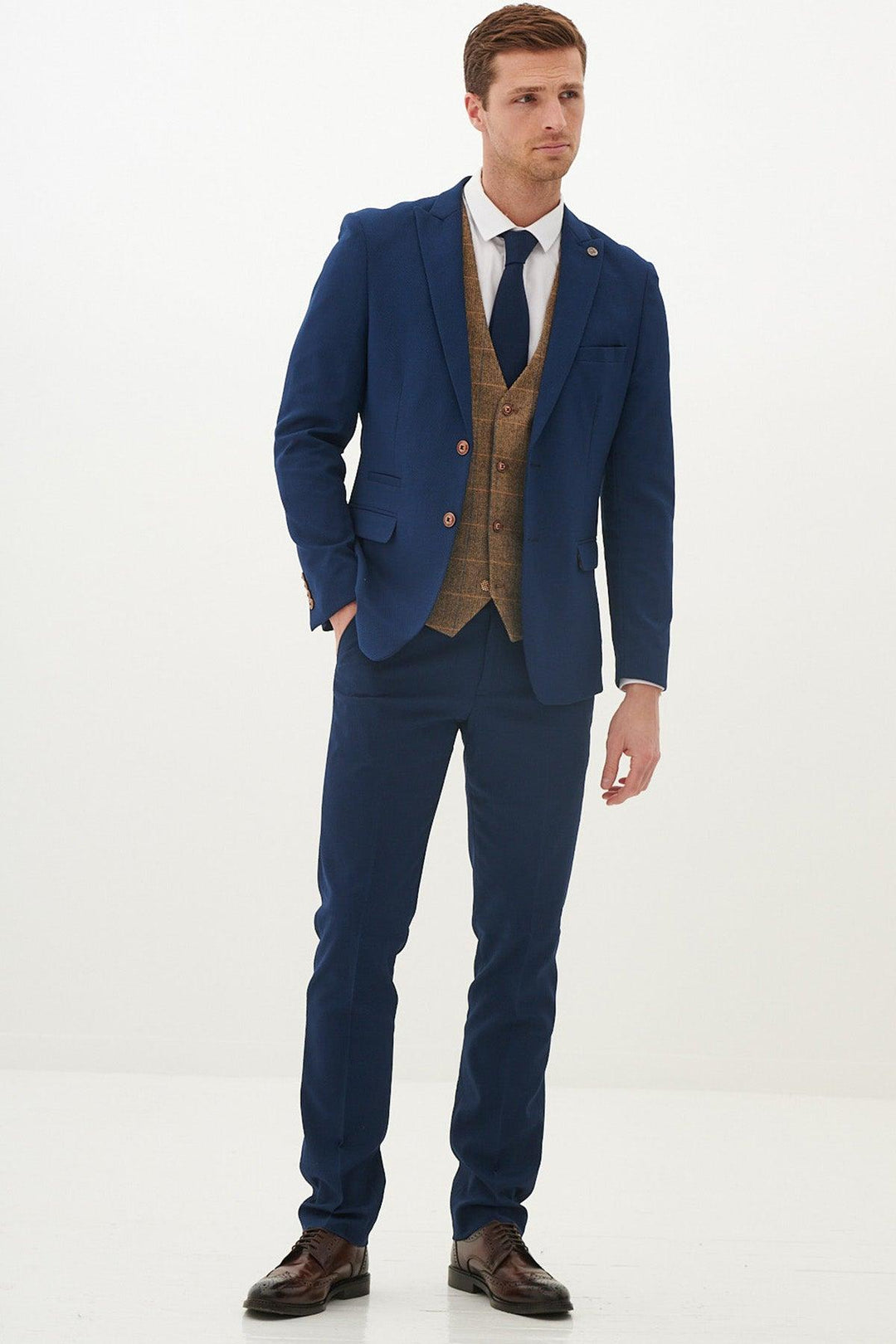 Grey Navy And Tan Suit MAX Royal Blue Suit With Kris Tan Tweed Suit