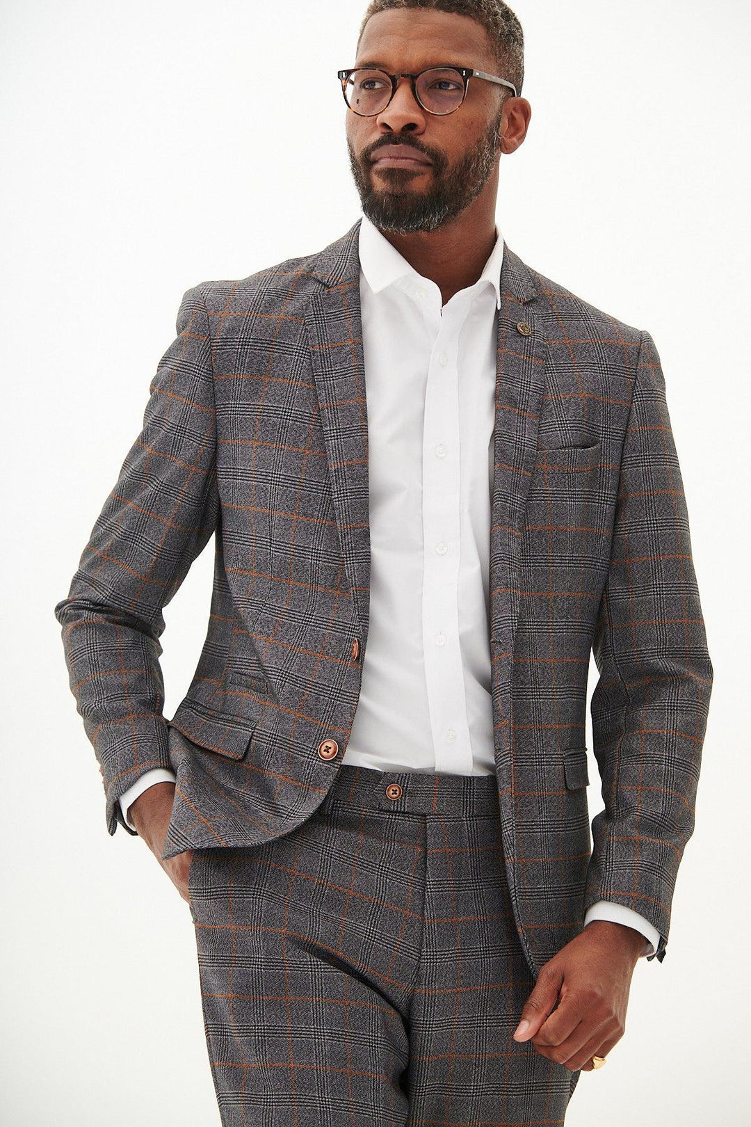 JENSON Grey Check Blazer - Main Image