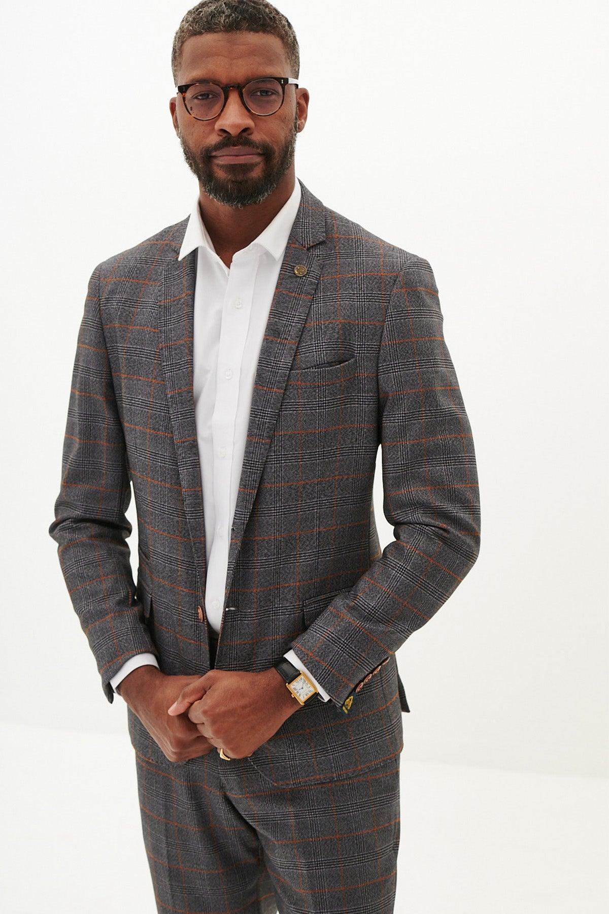 JENSON - Grey Check Two Piece Suit – Marc Darcy