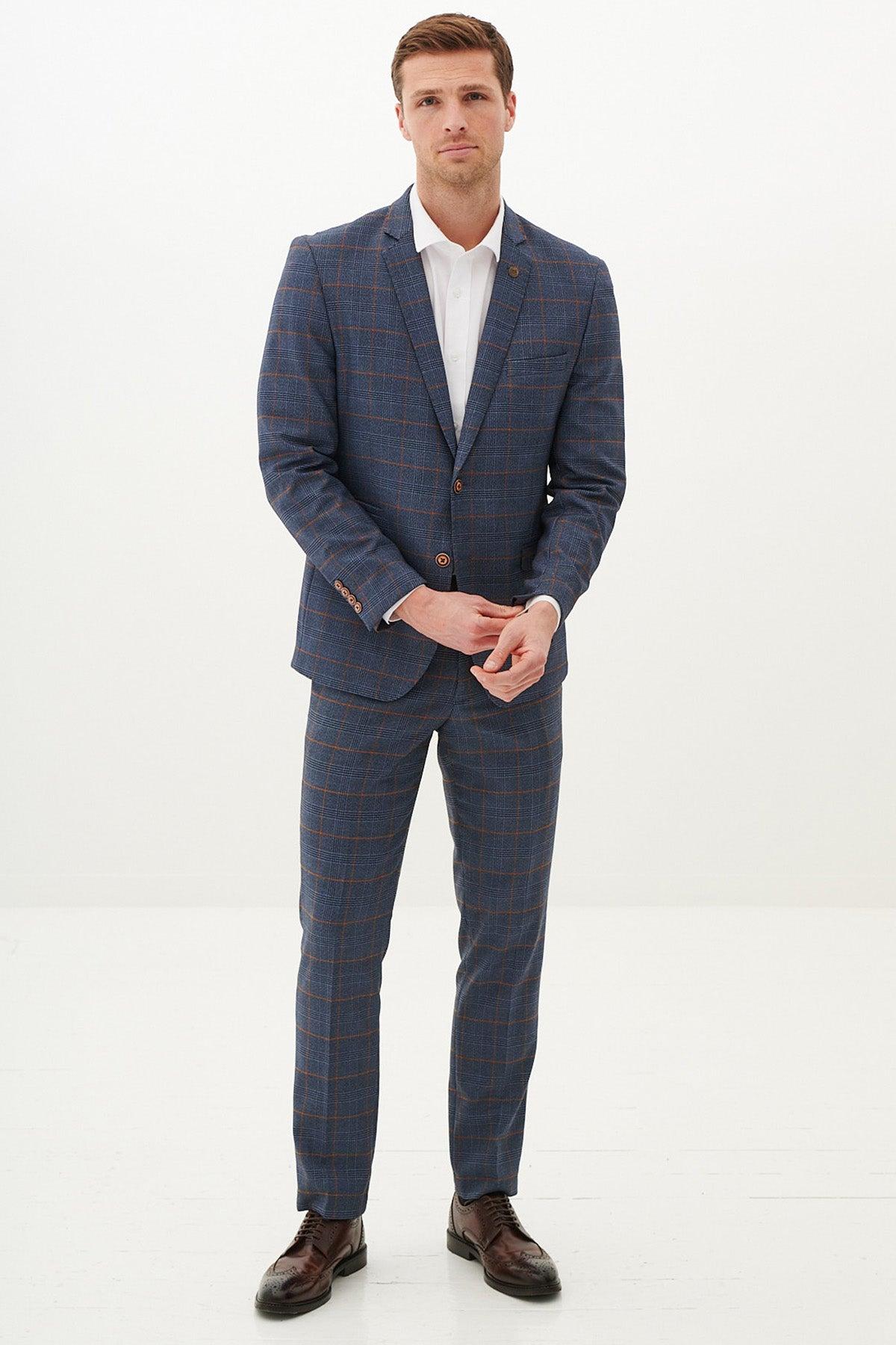 JENSON - Sky Blue Check Two Piece Suit
