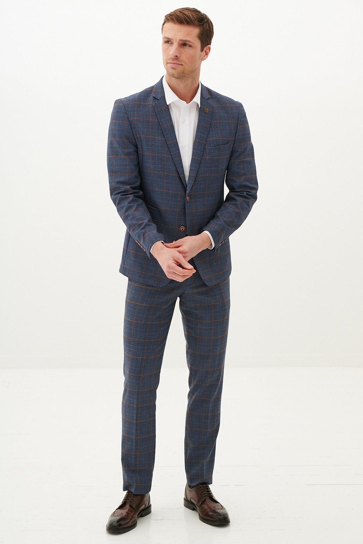 JENSON - Sky Blue Check Two Piece Suit