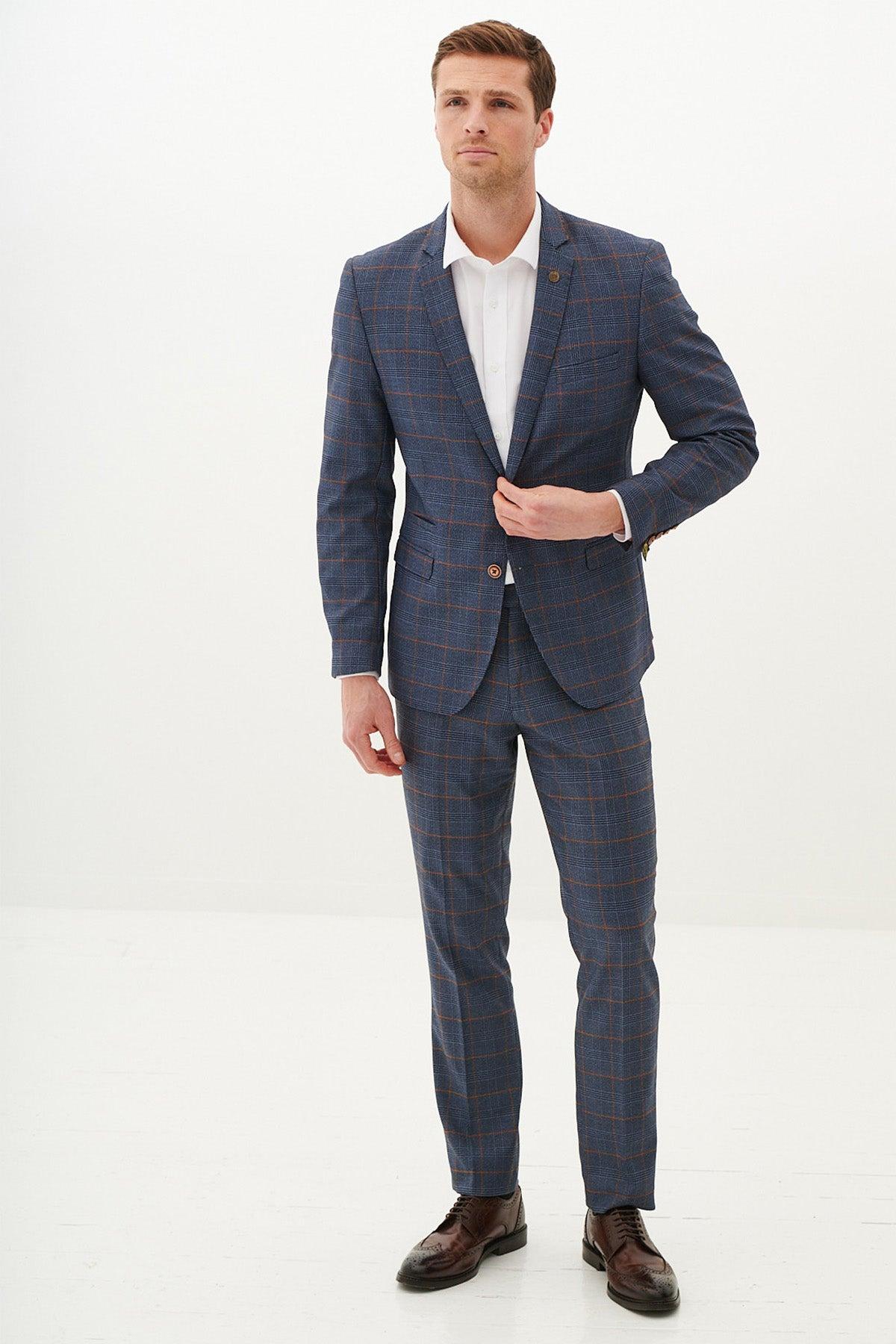 JENSON - Sky Blue Check Two Piece Suit