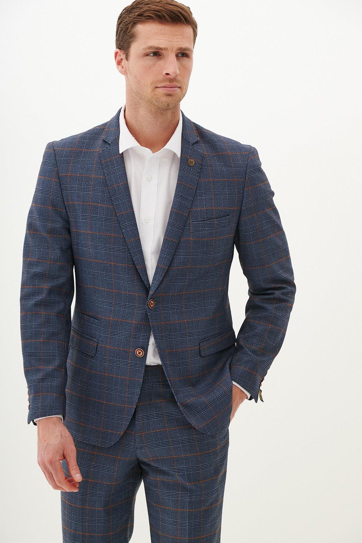 JENSON - Sky Blue Check Two Piece Suit