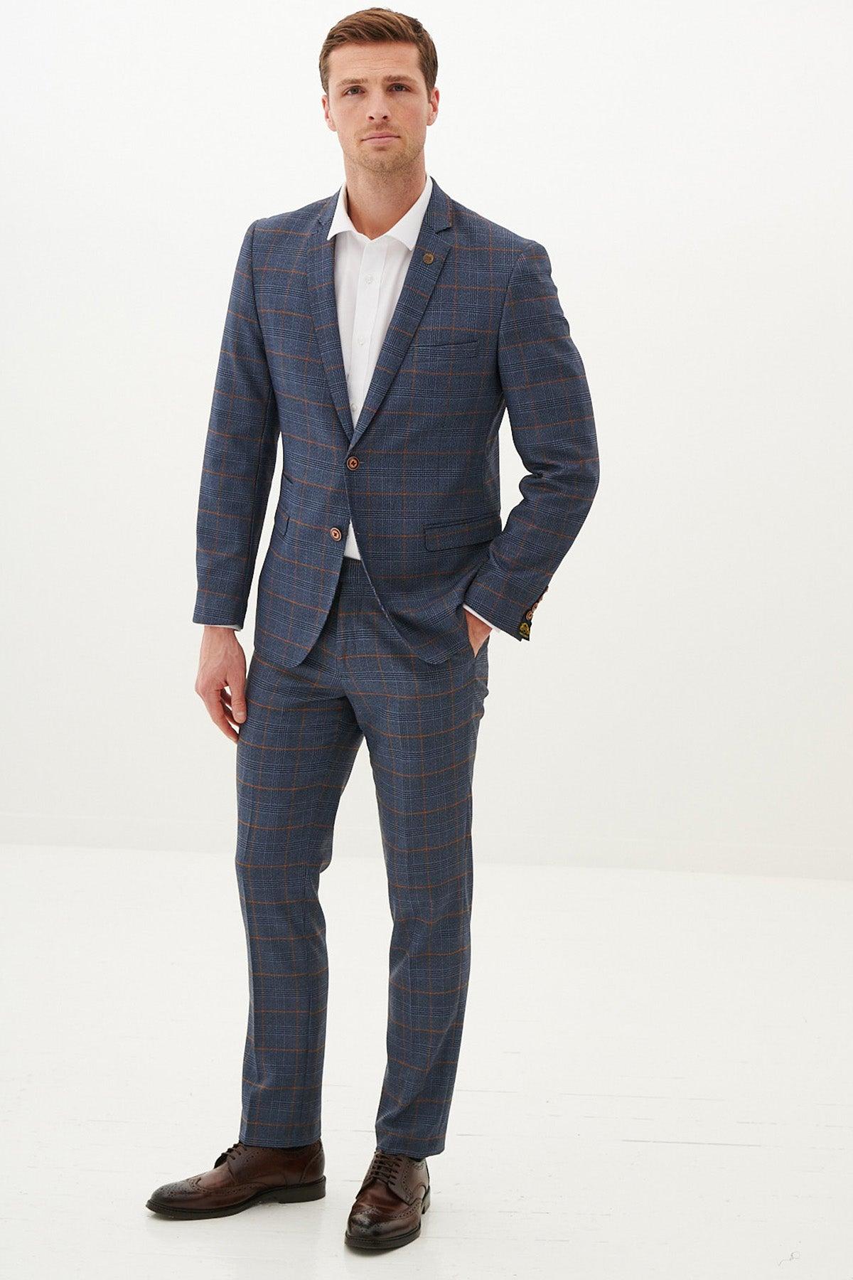 JENSON - Sky Blue Check Two Piece Suit