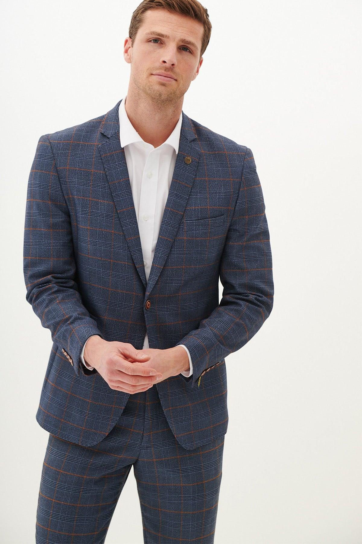 JENSON - Sky Blue Check Two Piece Suit