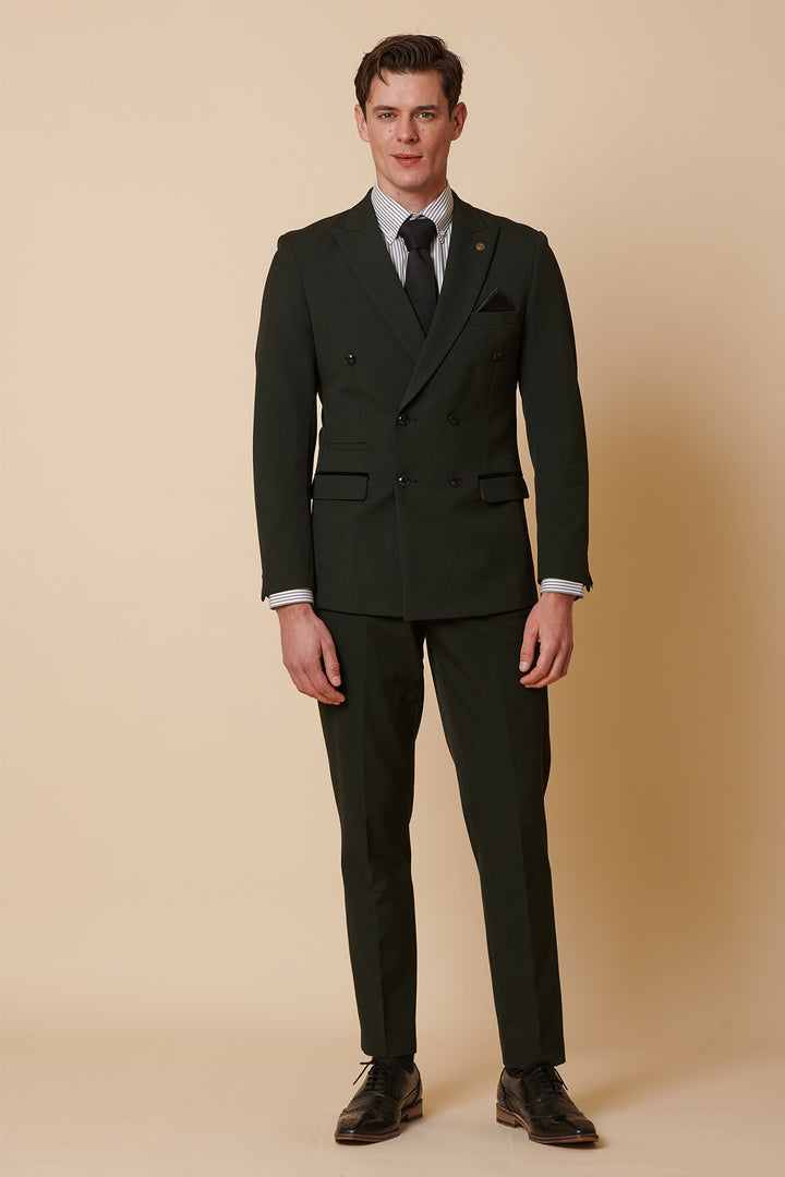 BROMLEY - Olive Green Double Breasted Two Piece Suit