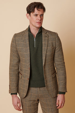 Marc Darcy Ted Tan Tweed Check Trousers - Larry Adams Meanswear