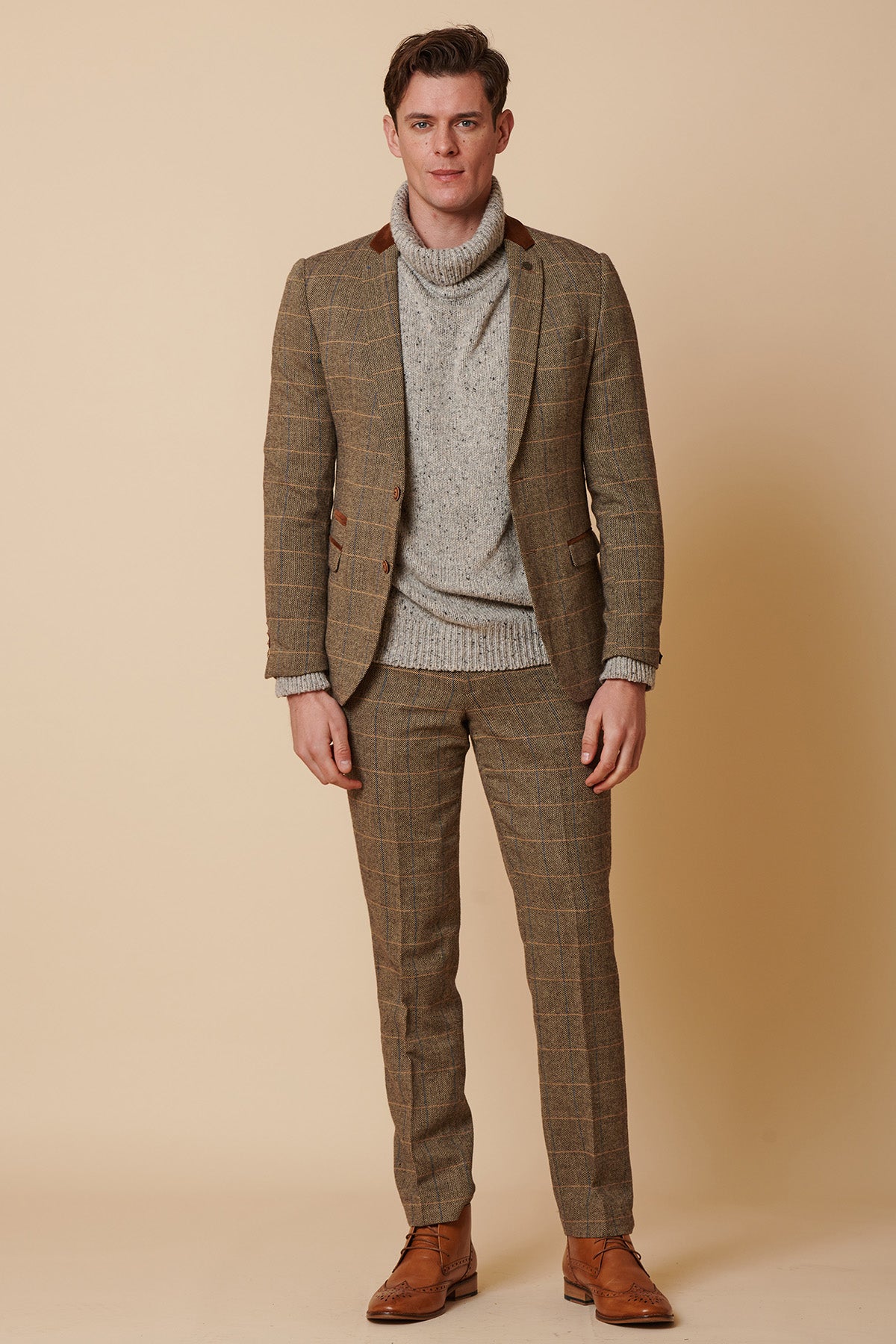 DX7 Tan Tweed Check Two Piece Suit Marc Darcy