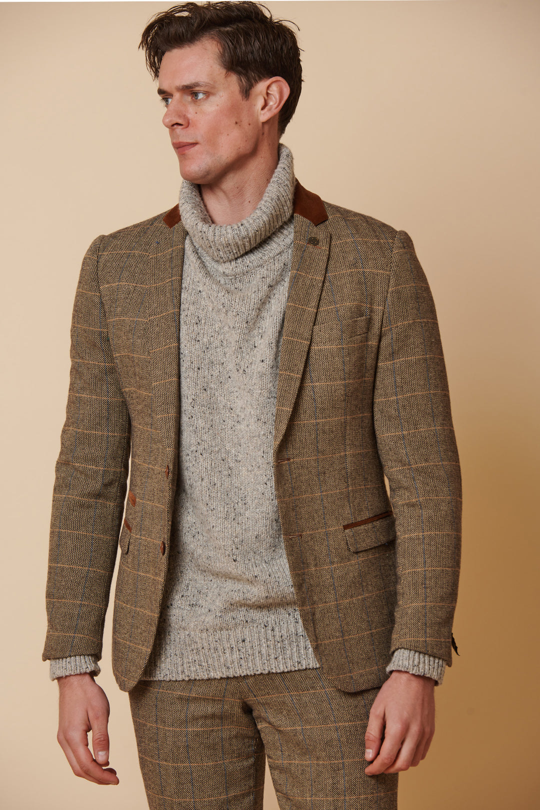 DX7 - Tan Tweed Check Two Piece Suit