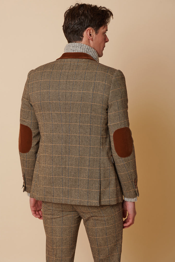 DX7 - Tan Tweed Check Three Piece Suit