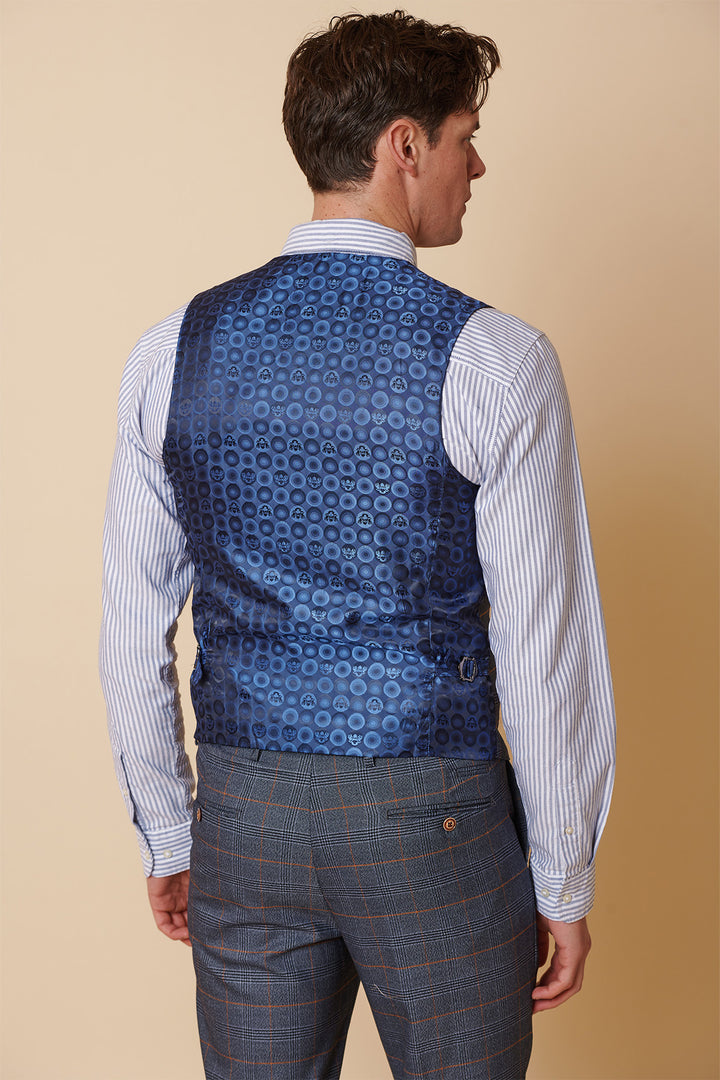 JENSON - Sky Blue Check Suit with Double Breasted Waistcoat