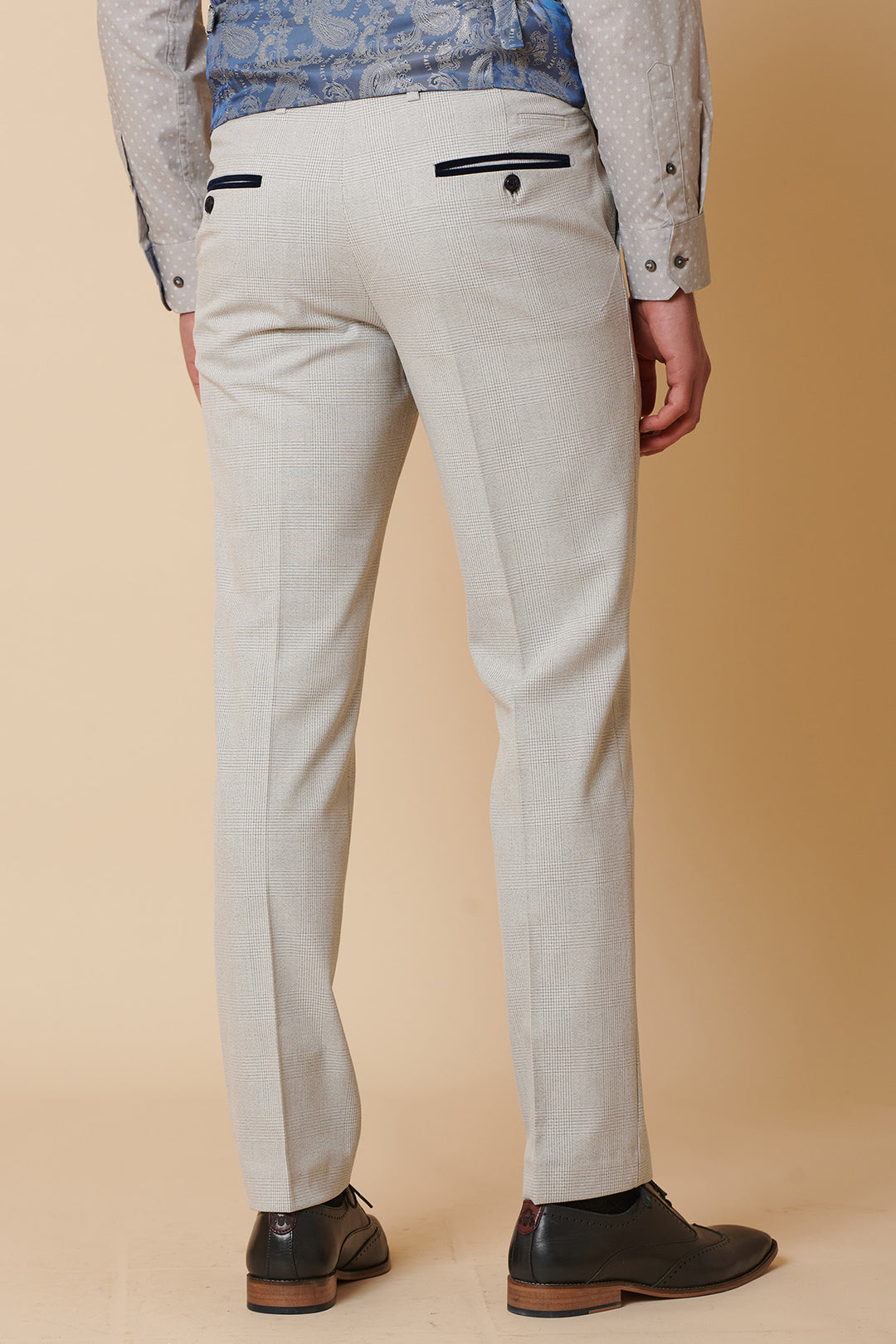 BROMLEY - Stone Check Trousers