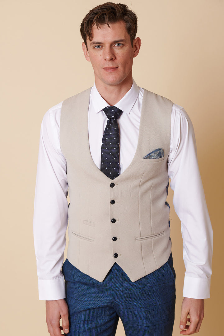 JERRY - Blue Check Suit With Kelvin Stone Waistcoat
