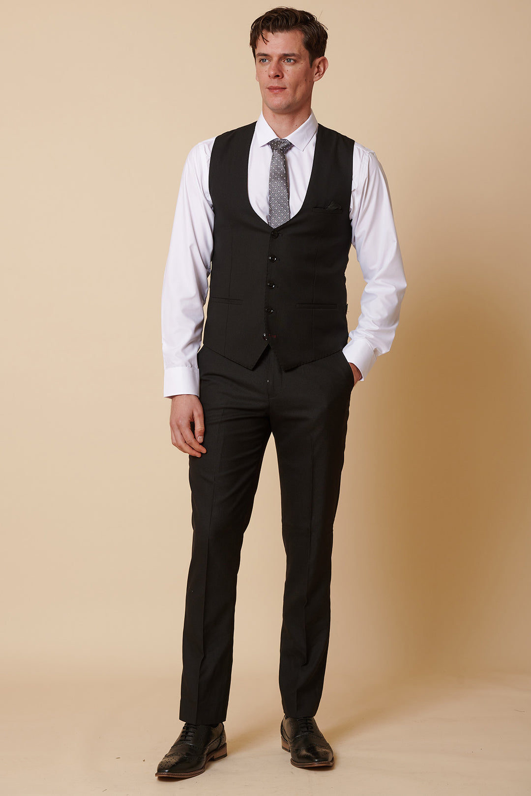 DANNY - Black Single Breasted Waistcoat