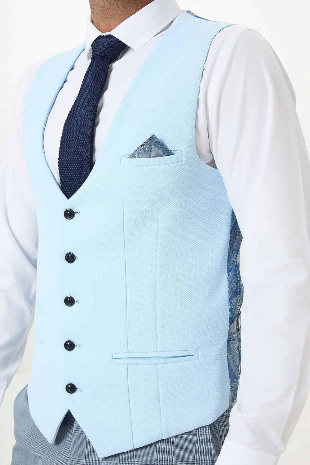 KELVIN - Sky Blue Single Breasted Waistcoat