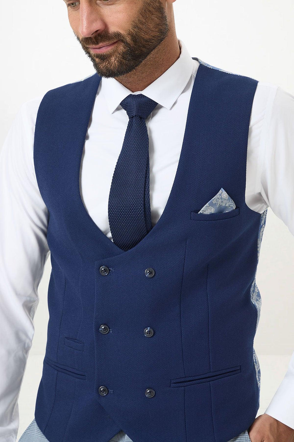 KELVIN - Royal Blue Double Breasted Waistcoat