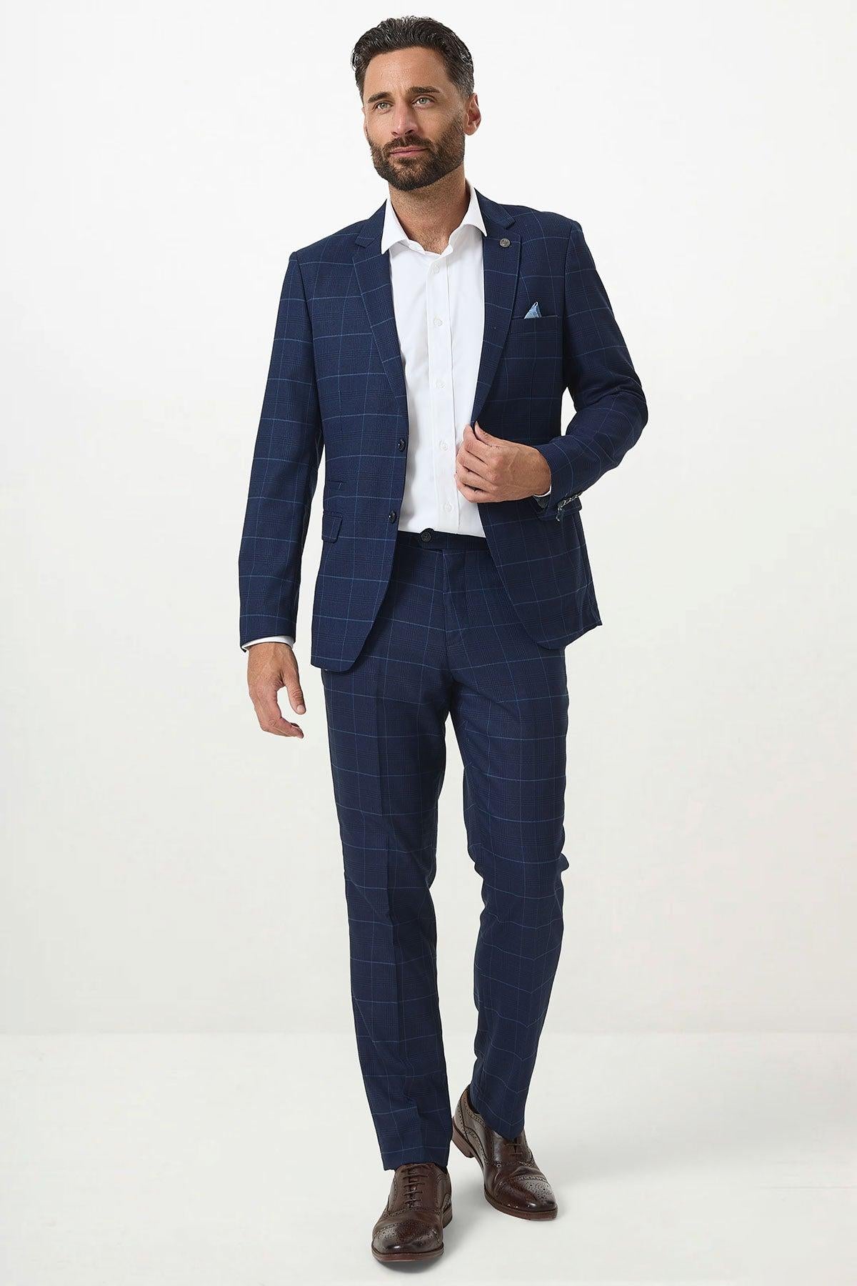 EDINSON - Navy Sky Check Blazer
