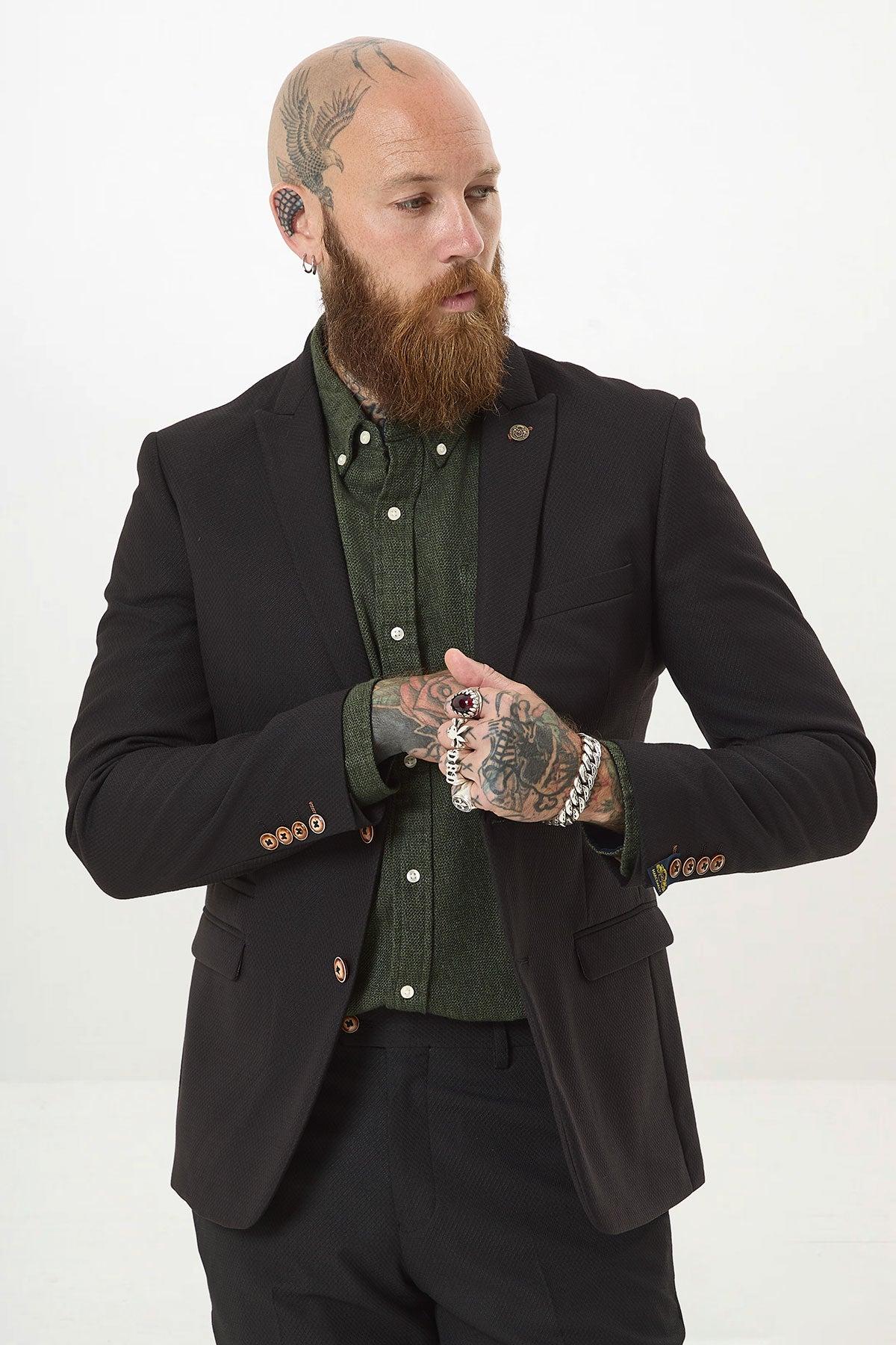 MAX - Black Blazer with Contrast Buttons