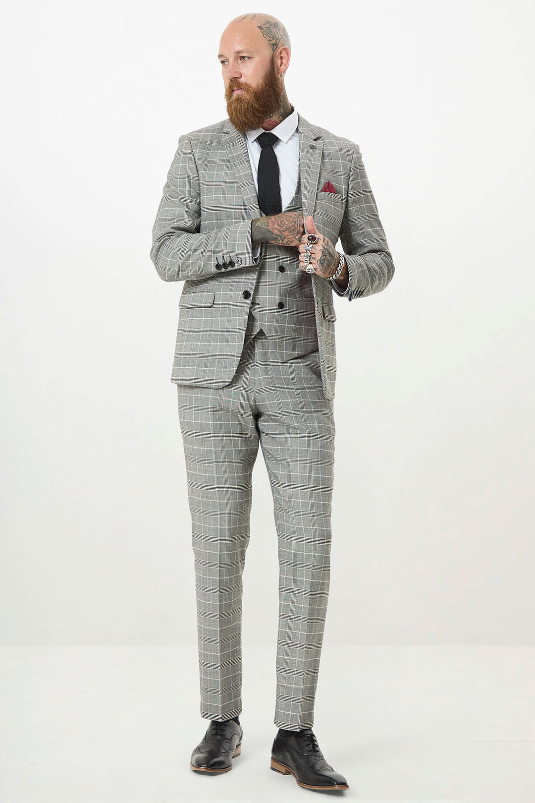 ROSS - Grey Check Three Piece Suit