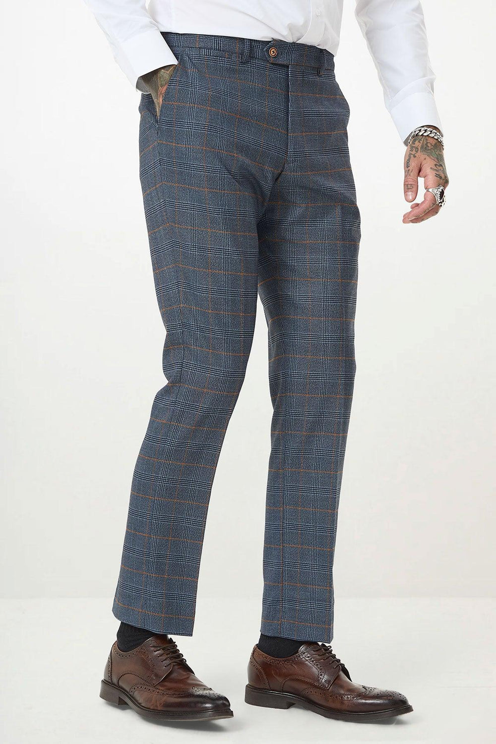JENSON - Sky Blue Check Trousers