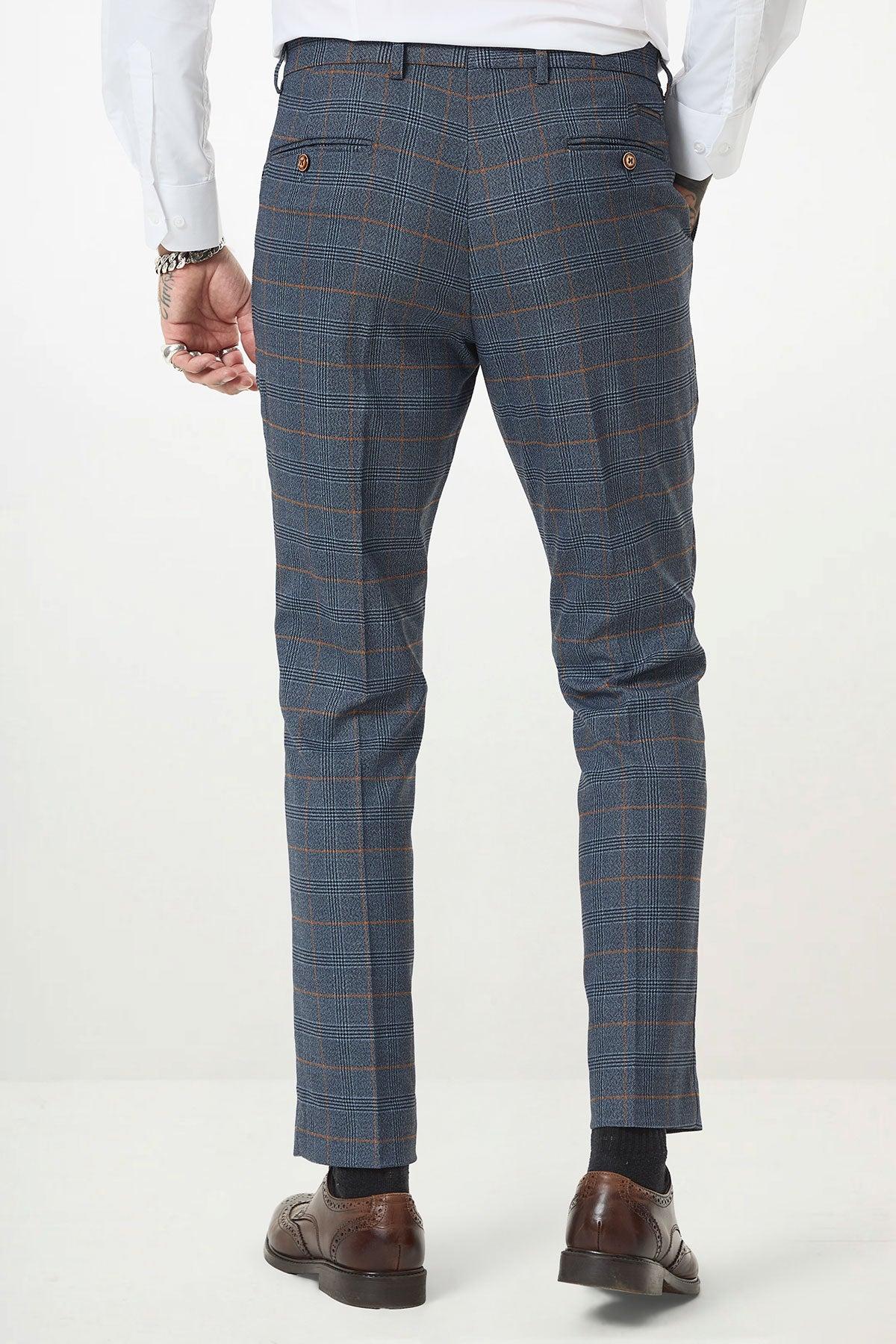JENSON - Sky Blue Check Trousers