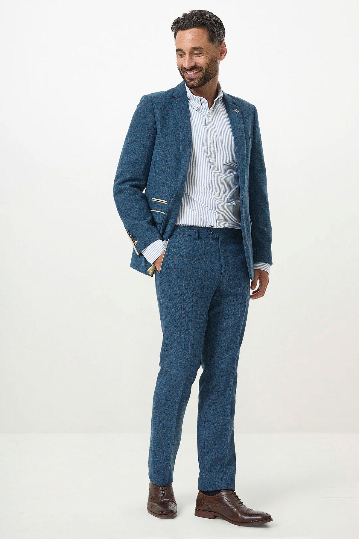 DION - Blue Tweed Check Two Piece Suit