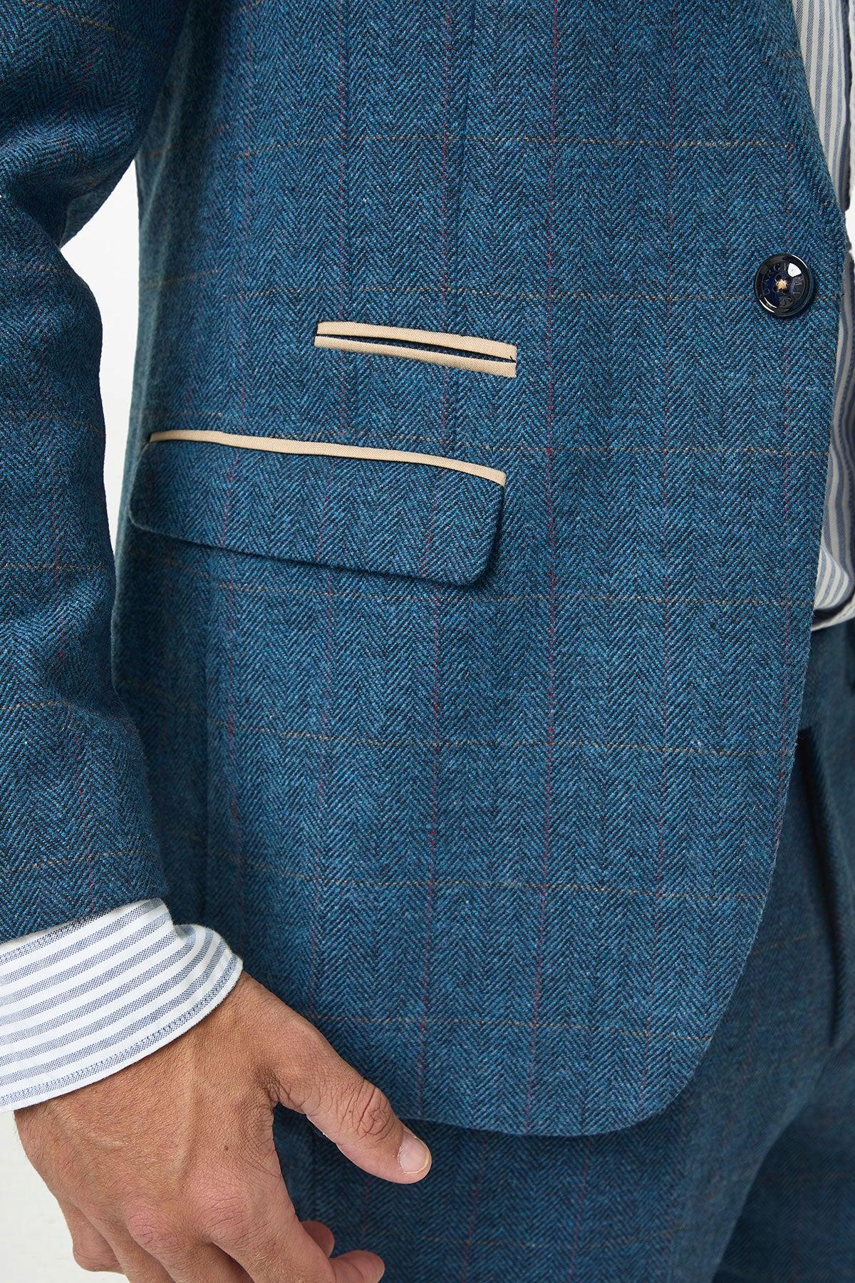 DION - Blue Tweed Check Two Piece Suit