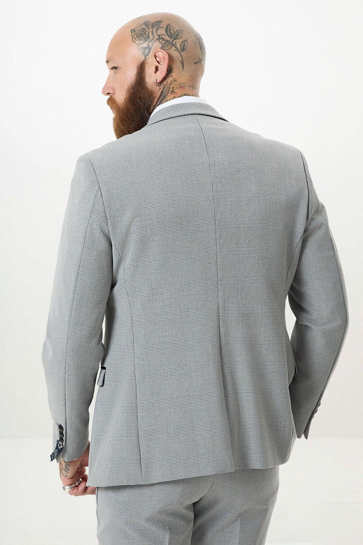 BROMLEY - Silver Grey Check Three Piece Suit