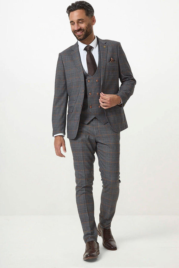 Marc Darcy JENSON Grey Check Double Breasted Suit