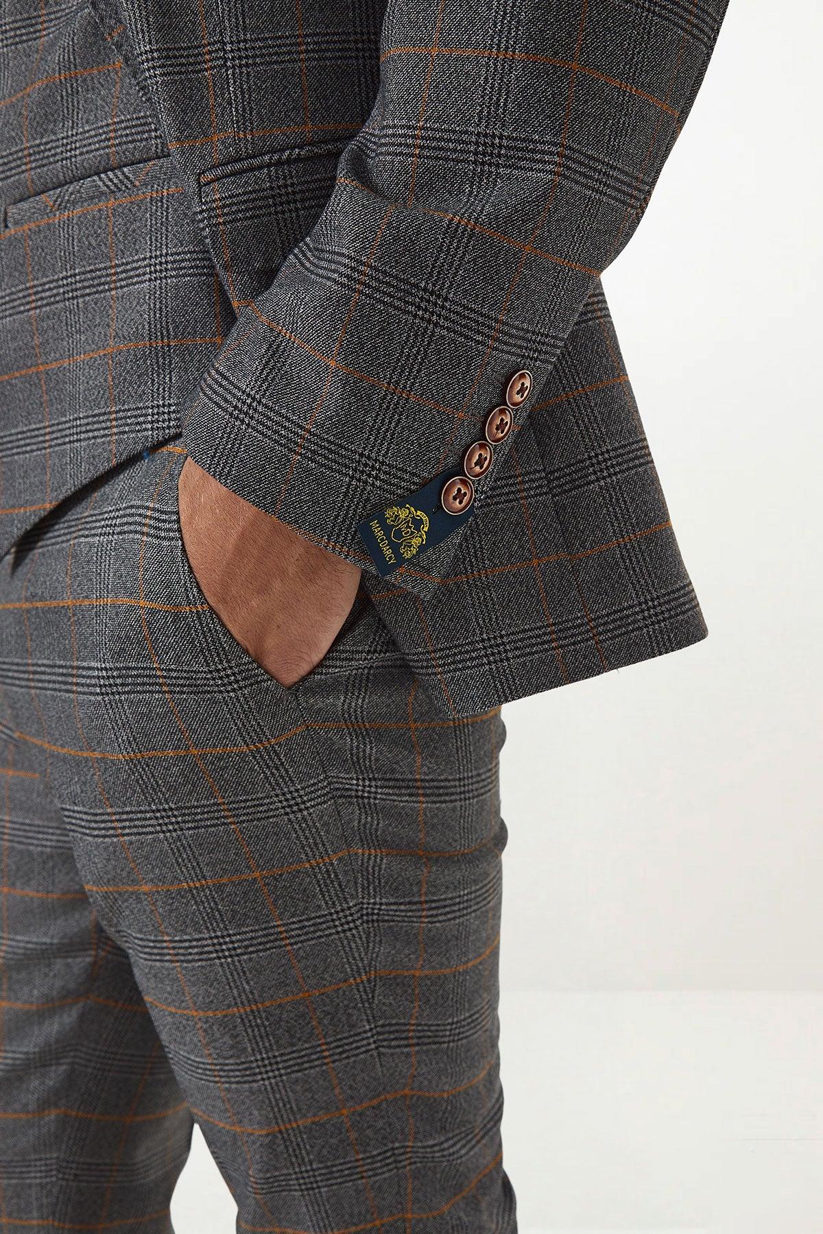 JENSON - Grey Check Suit with Double Breasted Waistcoat