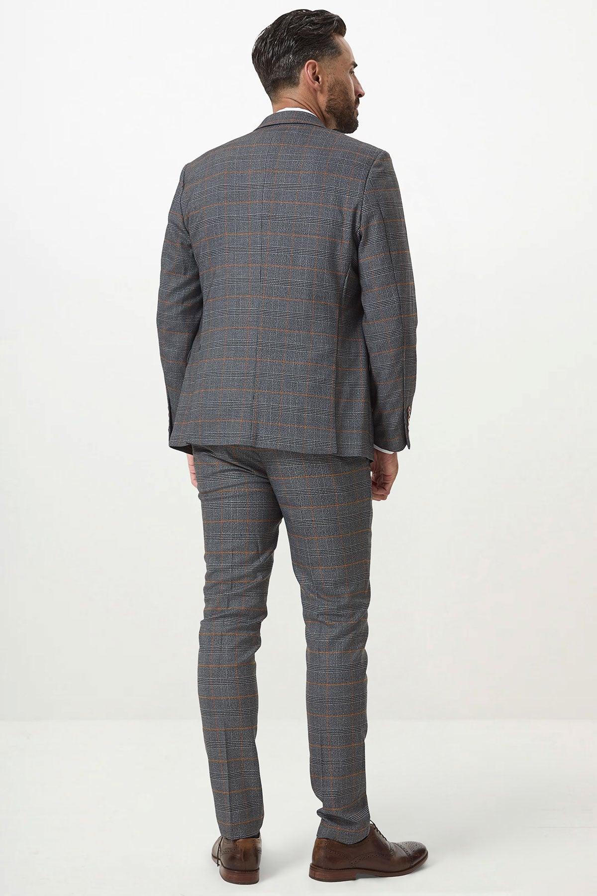 JENSON - Grey Check Suit with Double Breasted Waistcoat