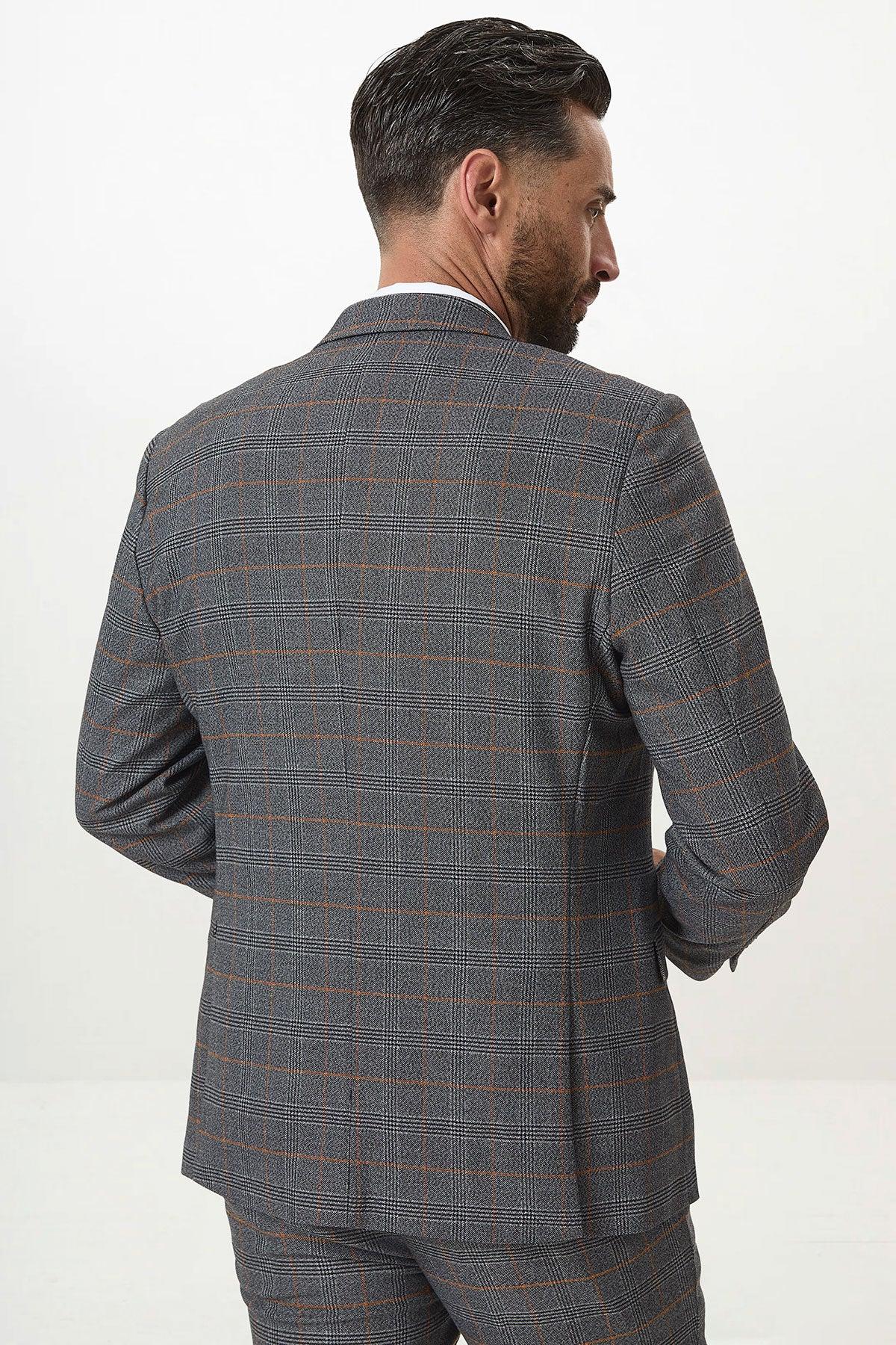 JENSON - Grey Check Suit with Double Breasted Waistcoat