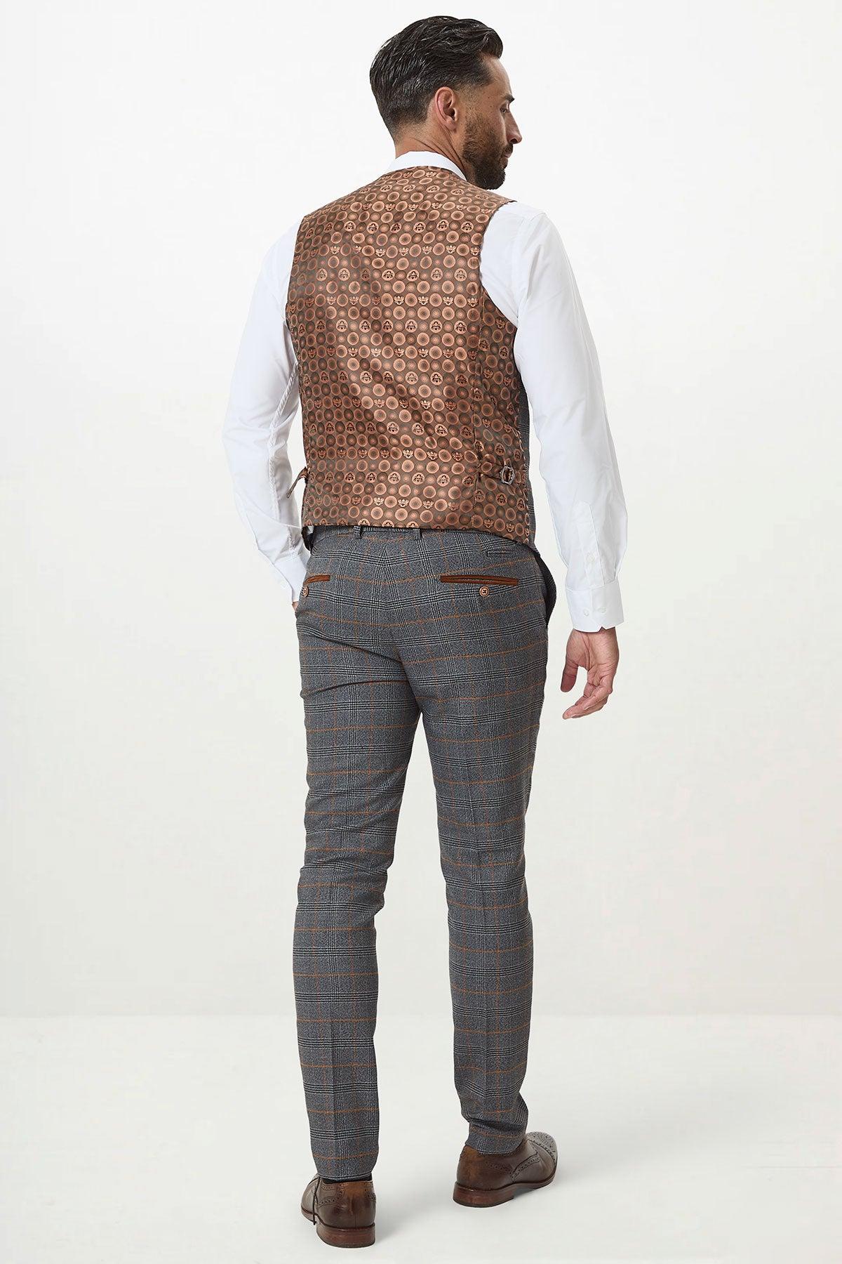 JENSON - Grey Check Suit with Double Breasted Waistcoat