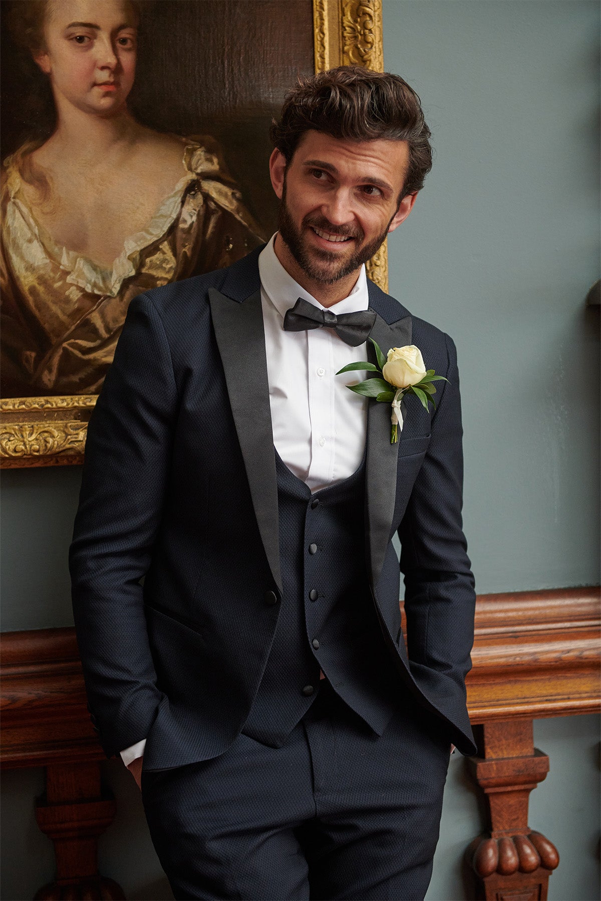 three piece suit bow tie