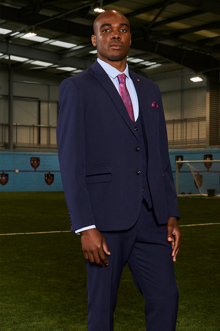 The WHU Collection - BROMLEY Navy Check Three Piece Suit As Worn By Angelo Ogbonna