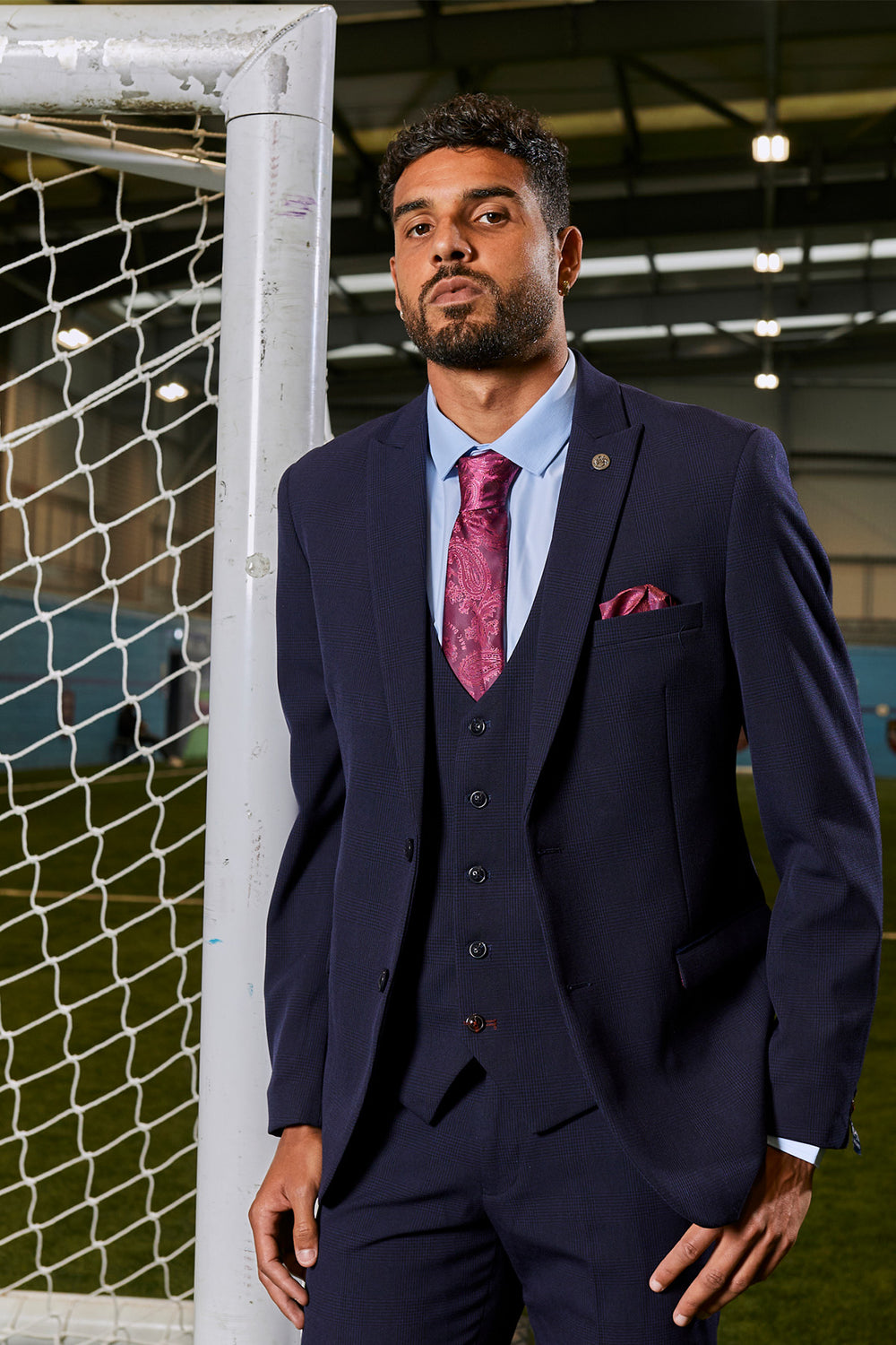 The WHU Collection - BROMLEY Navy Check Three Piece Suit As Worn By Emerson Palmieri