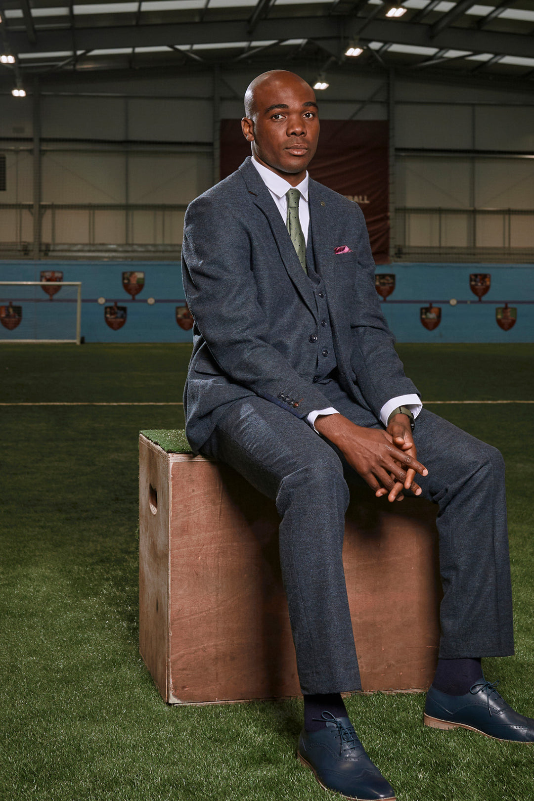 The WHU Collection - MARLOW - Blue Tweed Three Piece Suit As Worn By Angelo Ogbonna