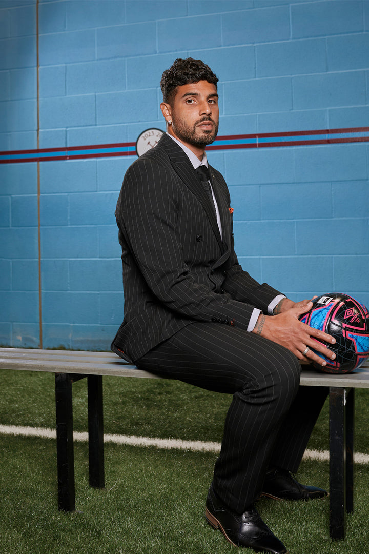 The WHU Collection - ROCCO Black Pinstripe Double Breasted Suit As Worn By Emerson Palmieri