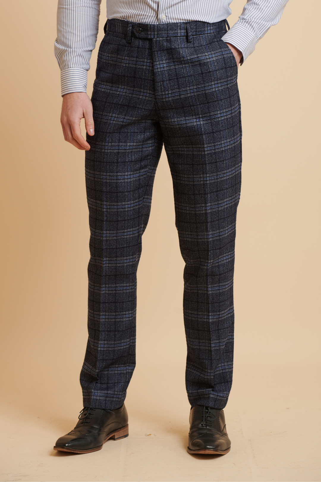 ANDY Blue Check Trousers - Main Image