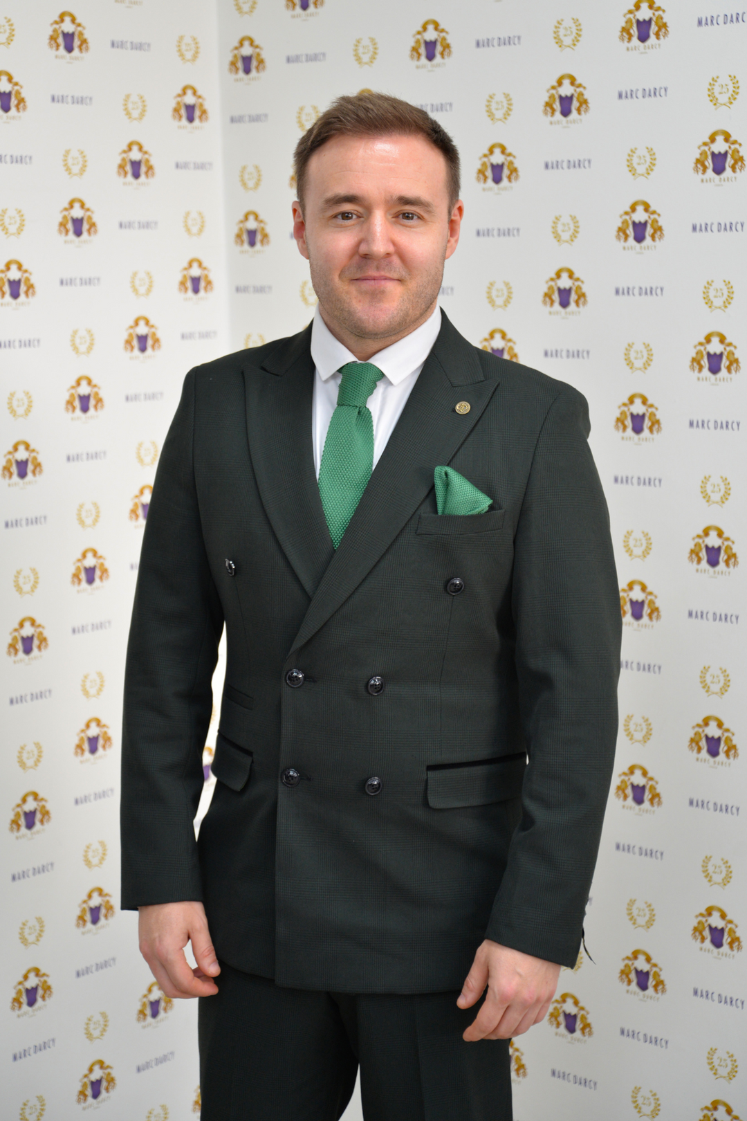 Coronation Street's Alan Halsall (Tyrone Dobbs) In BROMLEY Olive Green Double Breasted Suit