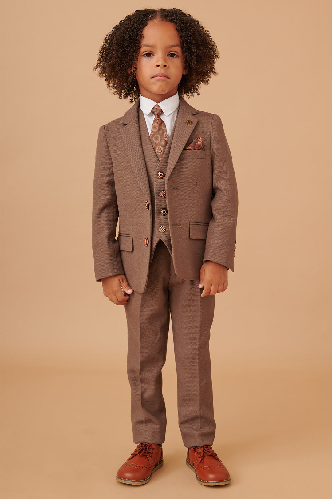 HM5 - Children's Tan Tailored Three Piece Suit