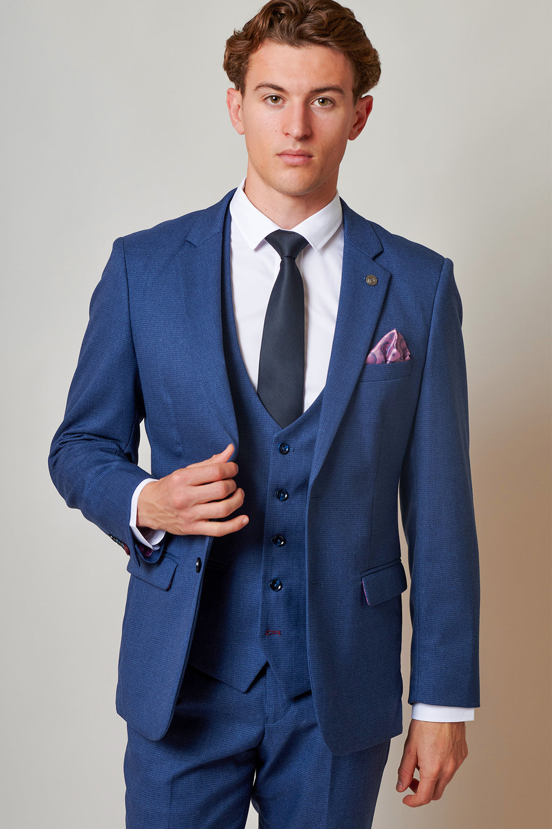 The Everton Collection | Tim Iroegbunam In ASHLEY Navy Blue Three Piece Suit