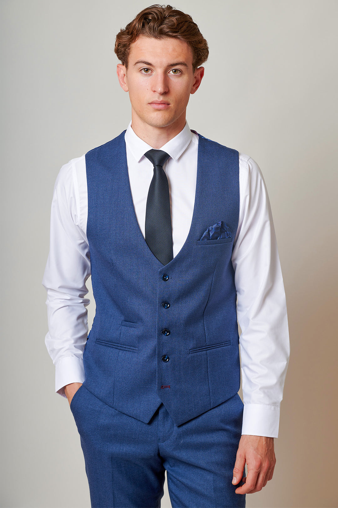 The Everton Collection | Tim Iroegbunam In ASHLEY Navy Blue Three Piece Suit