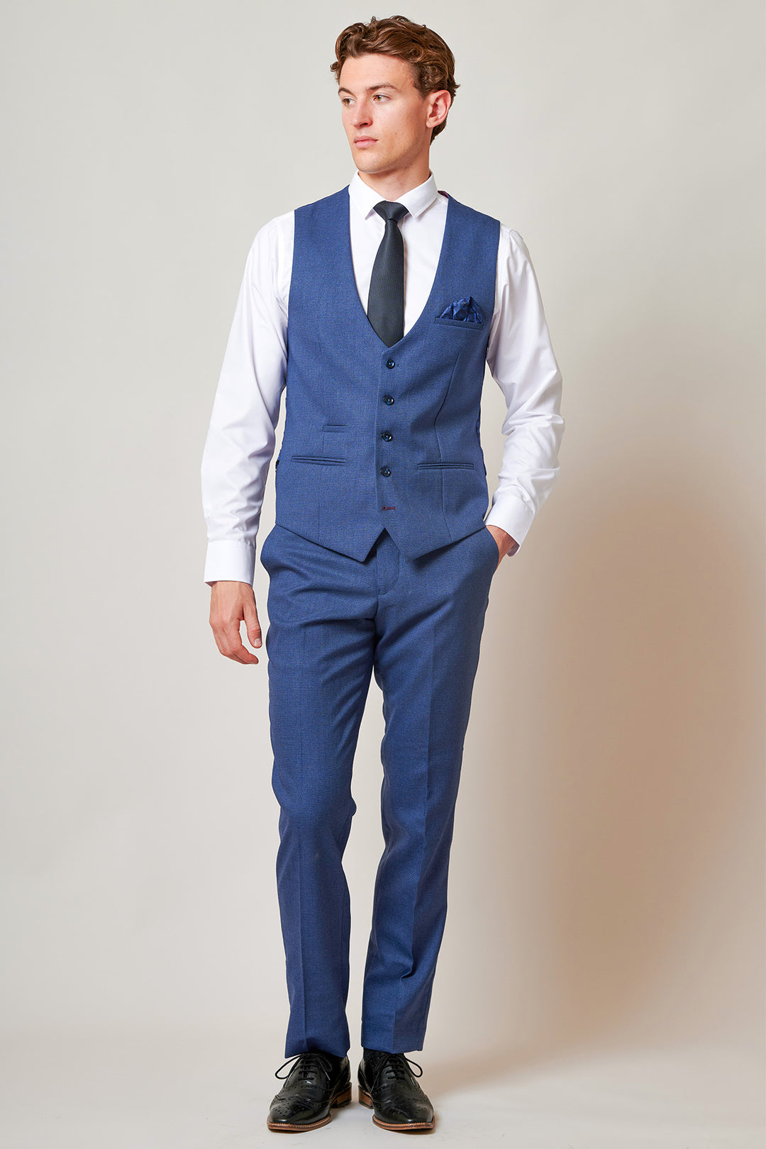 The Everton Collection | Tim Iroegbunam In ASHLEY Navy Blue Three Piece Suit