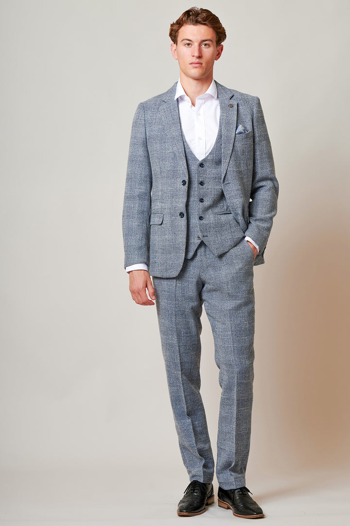 The Everton Collection | Tim Iroegbunam In KRIS Sky Blue Tweed Suit