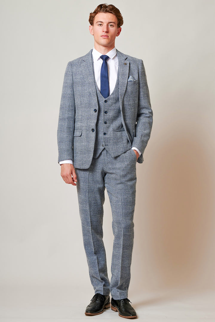 The Everton Collection | Tim Iroegbunam In KRIS Sky Blue Tweed Suit