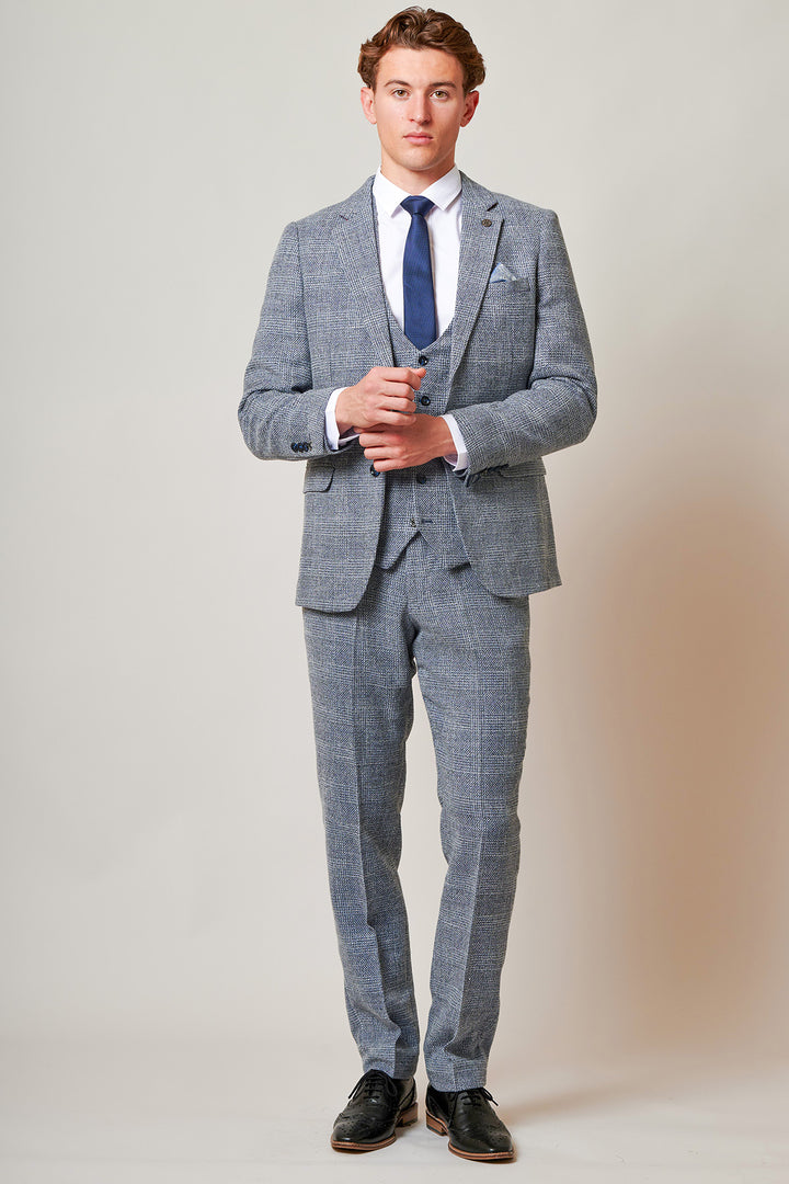 The Everton Collection | Tim Iroegbunam In KRIS Sky Blue Tweed Suit