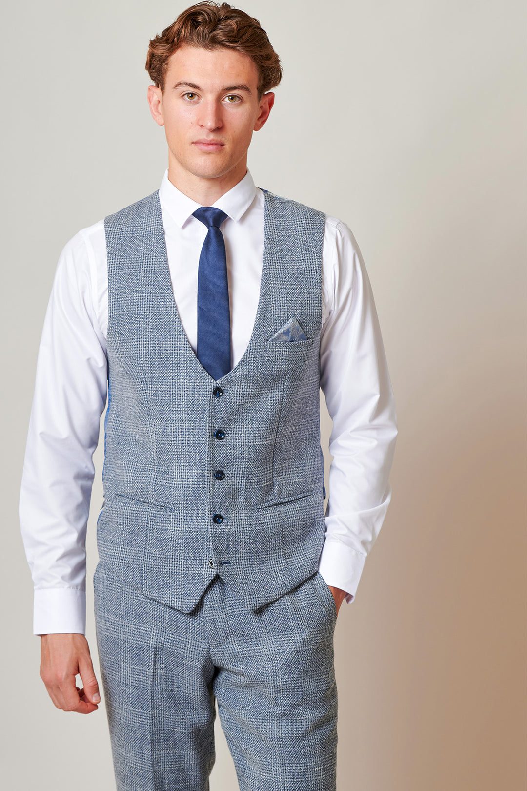 KRIS - Sky Blue Tweed Waistcoat