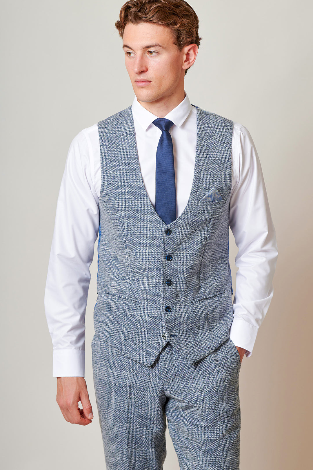 KRIS - Sky Blue Tweed Waistcoat