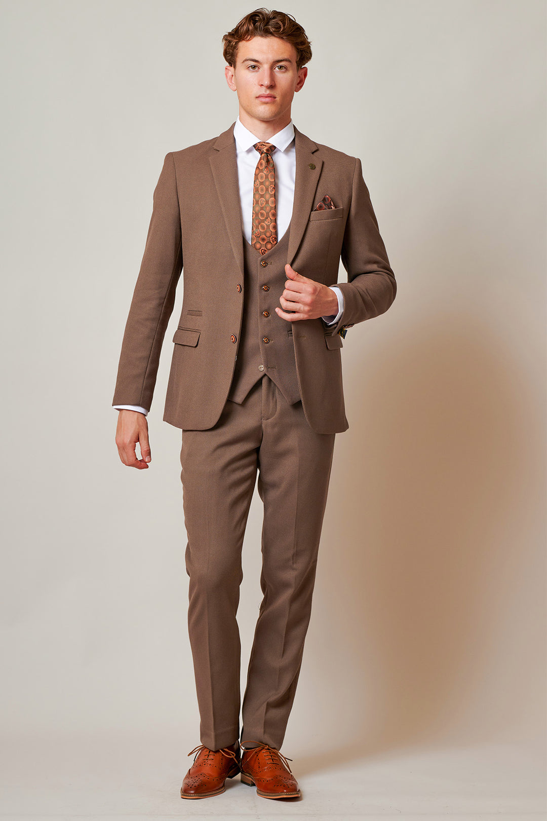 HM5 - Tan Tailored Three Piece Suit